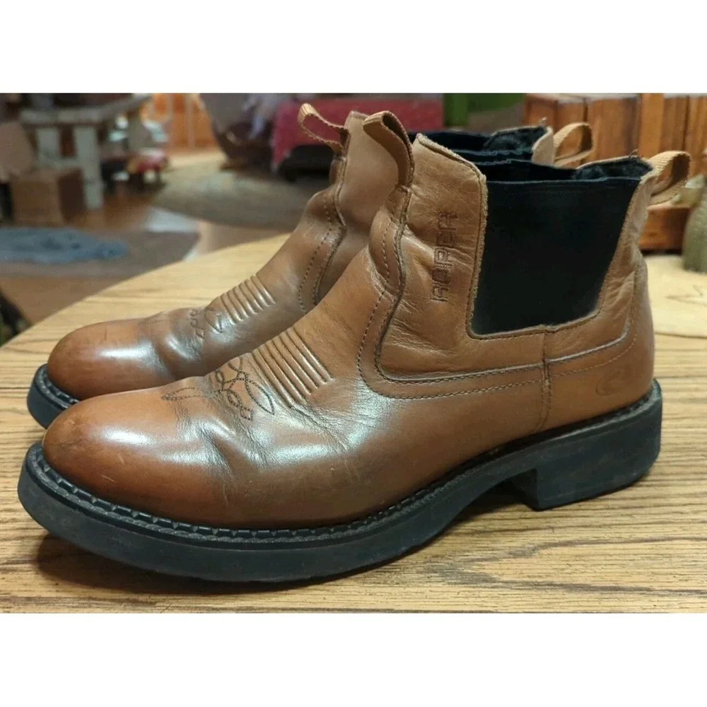 Roper Lucas Brown Leather Mens Chukka‎ Ankle Boots US 10.5 Non Slip Pull On